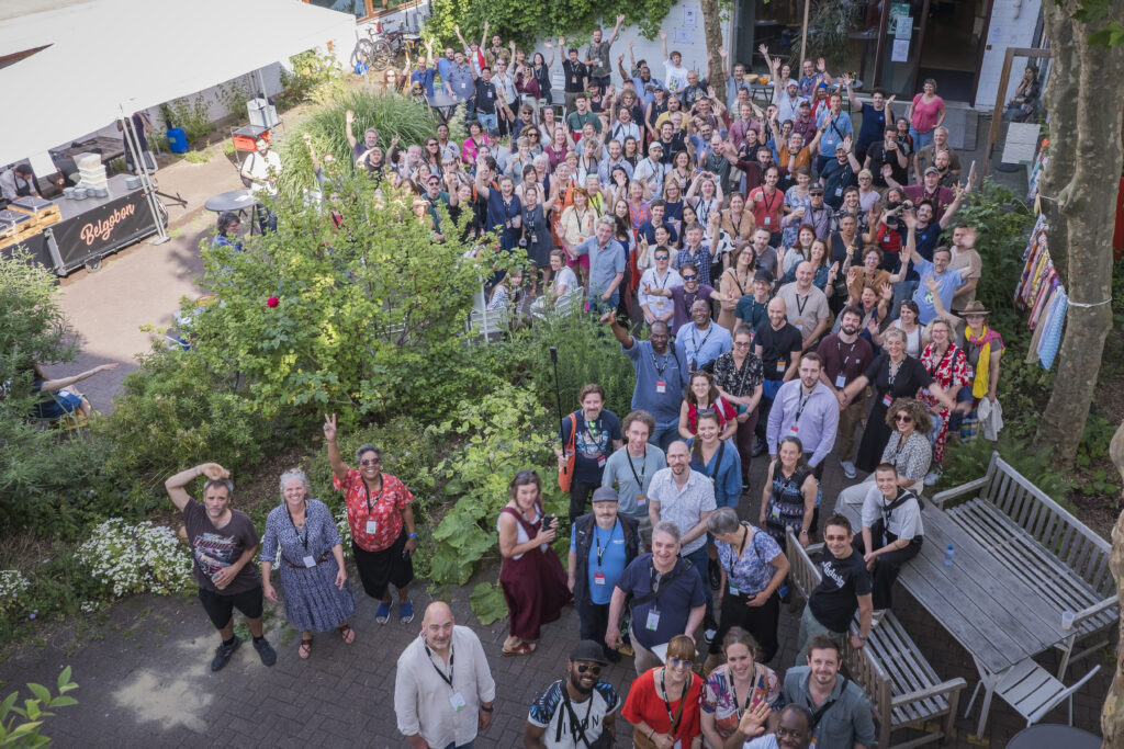 the afternoon crowd at Let's coop!, in the garden
